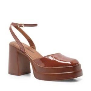 Free People Double Stack Platform Pump in Pecan. Women’s 11